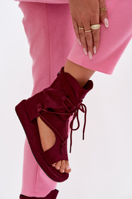 Dámské sandály z eko semišeowe s oblázky I Wiązaniem vínová Ferlisse