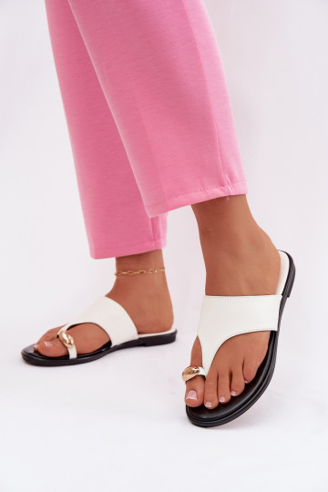 Pantofle  Eko  Ze zlaté barvym Detalem bílé Lavessa 2