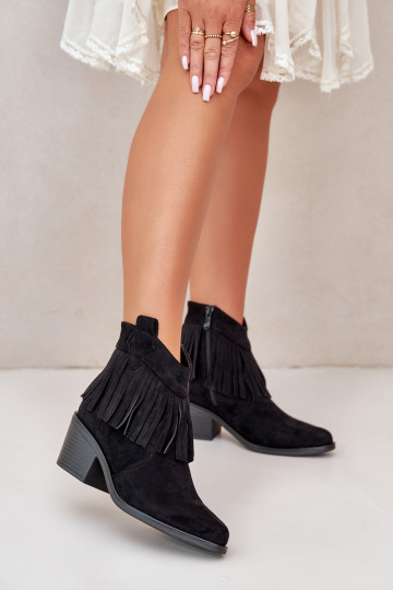 Boty v kovbojském stylu   z eko semišeowe Černé S.Barski HY42-127