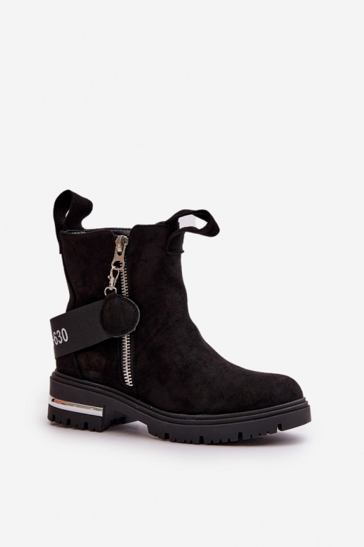 zateplené Dámské podpatky se zipy Černé Calvaro