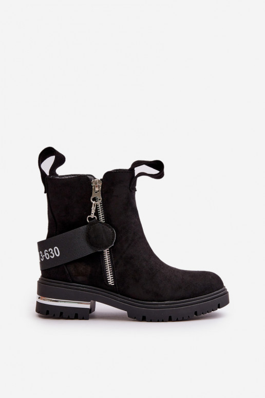 zateplené Dámské podpatky se zipy Černé Calvaro