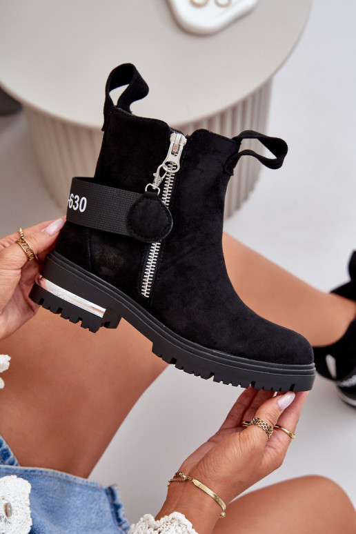 zateplené Dámské podpatky se zipy Černé Calvaro