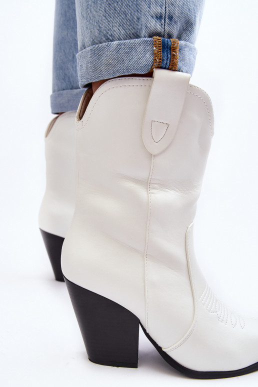  Boty v kovbojském stylu s podpatky bílé Melaitia