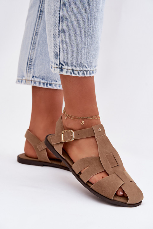 Dámské sandály Rzymianki Ploché boty khaki Belanessa