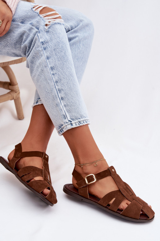 Dámské sandály Rzymianki Ploché boty hnědá Belanessa