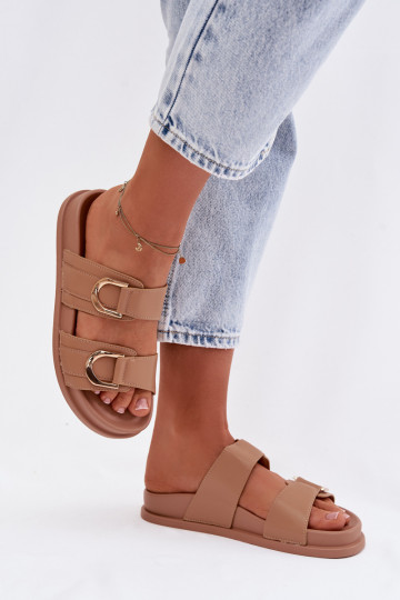 Eko Pantofle  s pruhy béžové Rosinessa