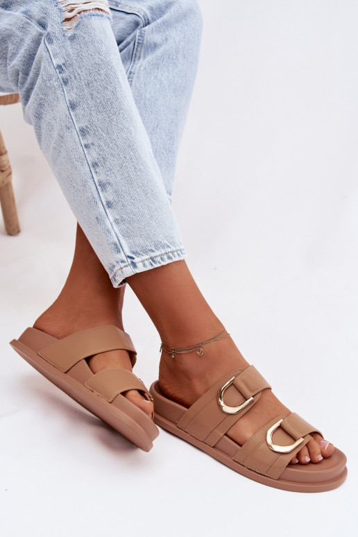 Eko Pantofle  s pruhy béžové Rosinessa