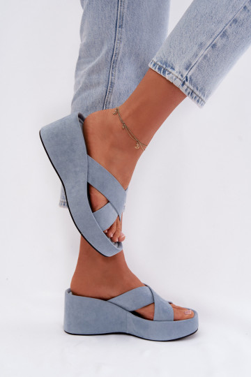 Dámské pantofle  Z z eko semišeu modrá Calorine