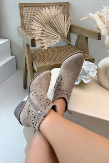 Ažurová obuv  s širokými podpatky S.Barski HY61-8026 béžové