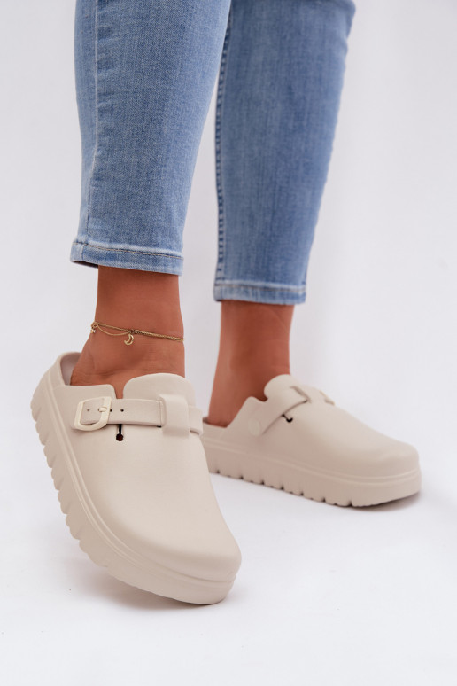  Dámské pantofle s popruhy I s přezkami béžové Larinie