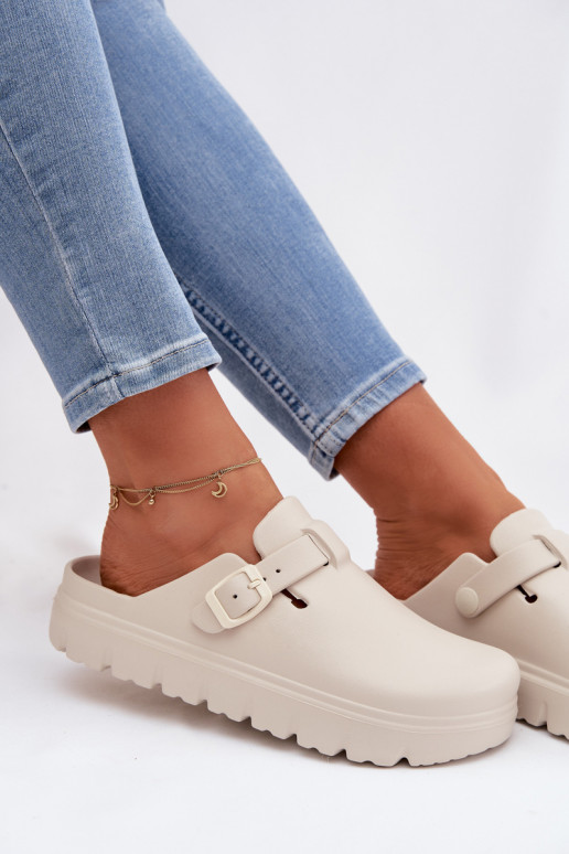  Dámské pantofle s popruhy I s přezkami béžové Larinie