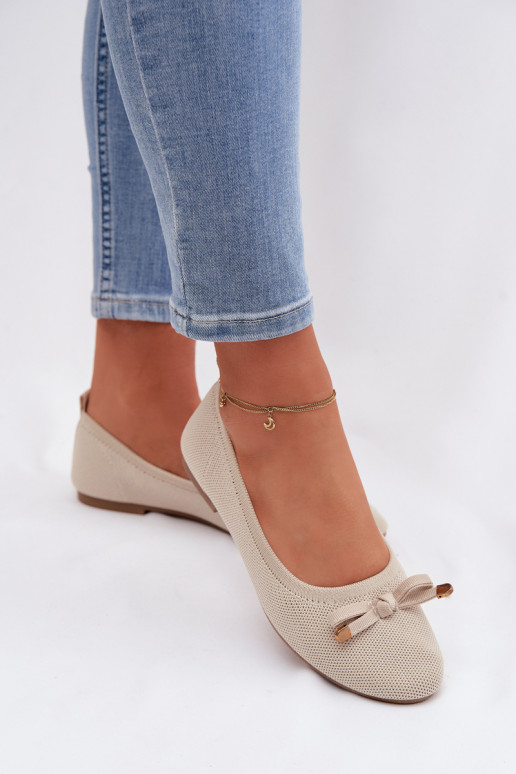 baleríny se stuhami béžové Amelivra