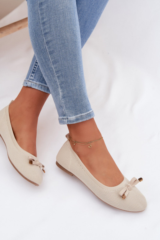 baleríny se stuhami béžové Amelivra