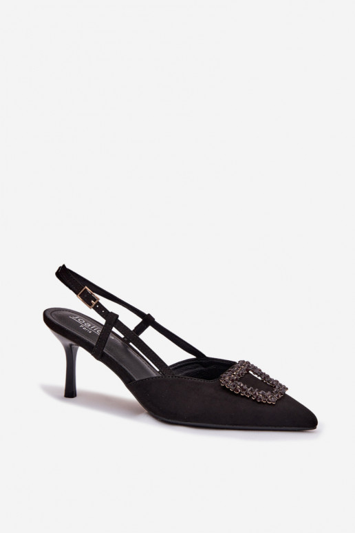 Dámské sandály s tenkými podpatky s ornamenty Černé Ismeria