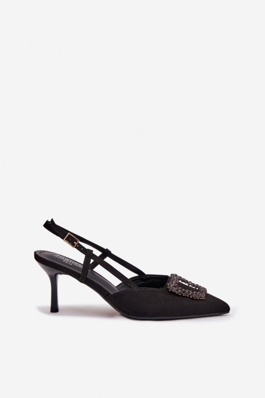 Dámské sandály s tenkými podpatky s ornamenty Černé Ismeria