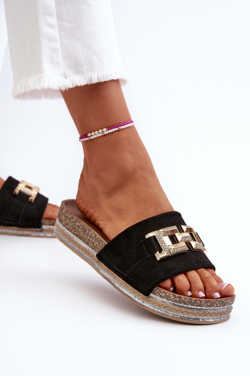 Dámské pantofle na platformě Černé Vapireta