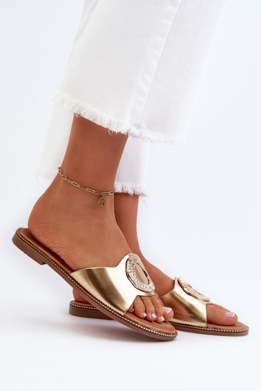Dámské pantofle s ornamenty zlaté barvy Cilima