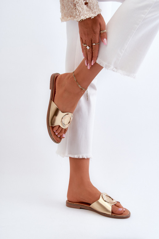 Dámské pantofle s ornamenty zlaté barvy Cilima