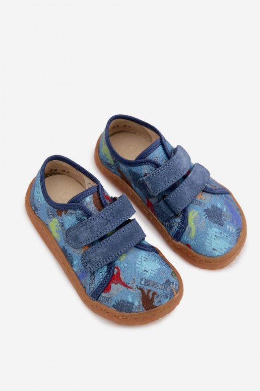 Pantofle Dětské Barefoot  Froddo Canvas G1700440-15 modrá