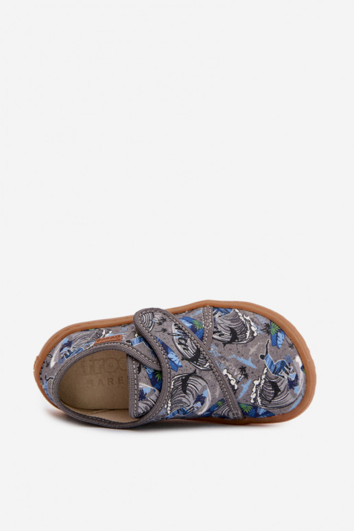 Pantofle Dětské pro chlapce se samolepicími uzávěry Barefoot Surfer Froddo G1700438-7 šedá