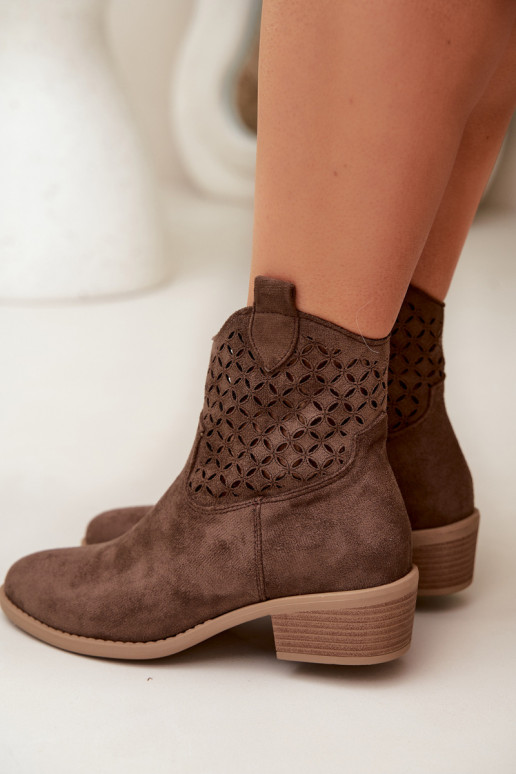 Ažurová obuv  s podpatky hnědá Briavine