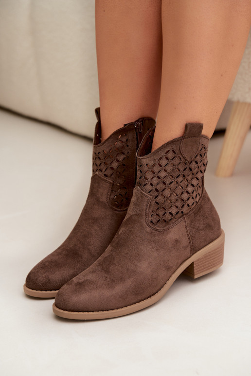 Ažurová obuv  s podpatky hnědá Briavine