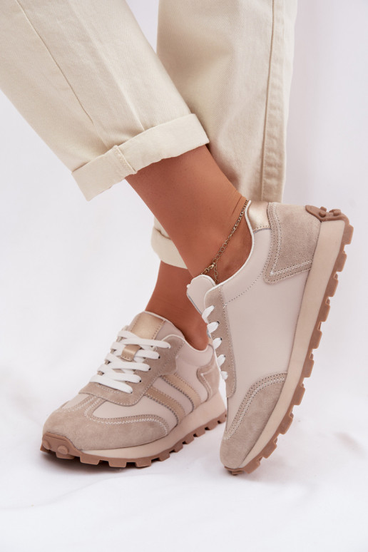  Tenisky  s platformou S.Barski LR61-7096 béžové