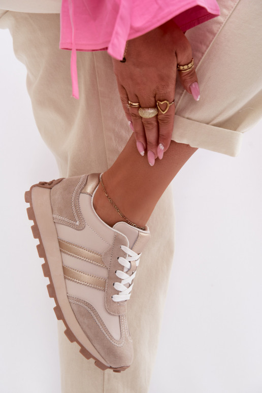  Tenisky  s platformou S.Barski LR61-7096 béžové