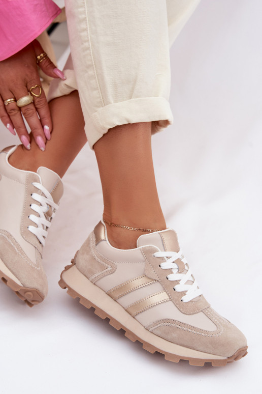  Tenisky  s platformou S.Barski LR61-7096 béžové