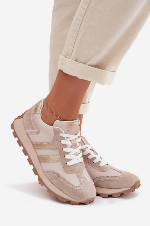  Tenisky  s platformou S.Barski LR61-7096 béžové