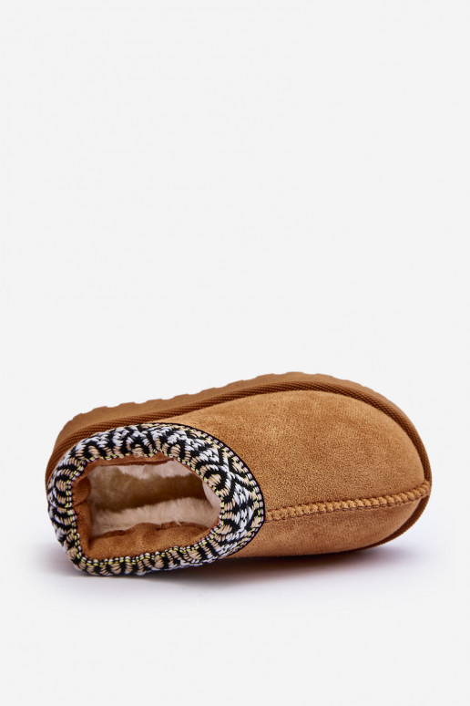 Pantofle Dětské Slip-on vzor zateplené hnědáOlivane