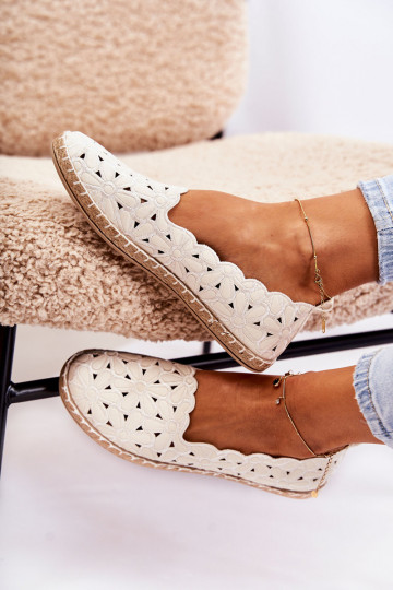  Slip-on vzor baleríny S květinami bílé Vennice 2