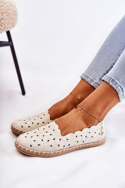  Slip-on vzor baleríny S květinami bílé Vennice