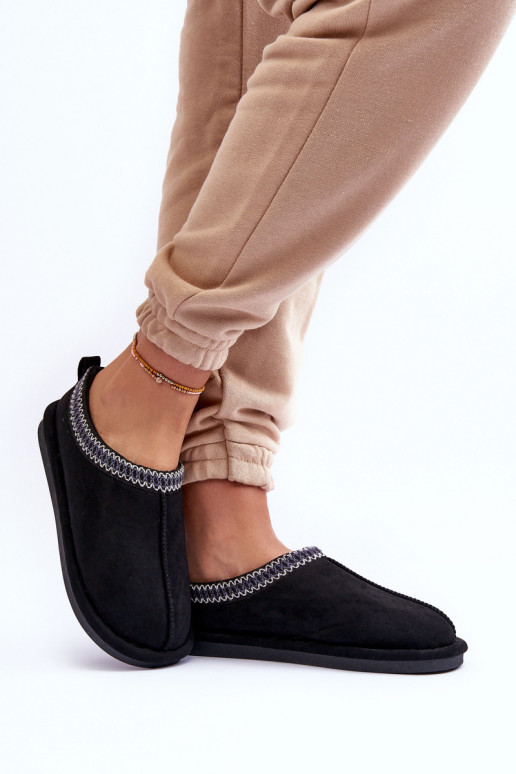  ze semiše Pantofle s kožešinou Černé Polinna