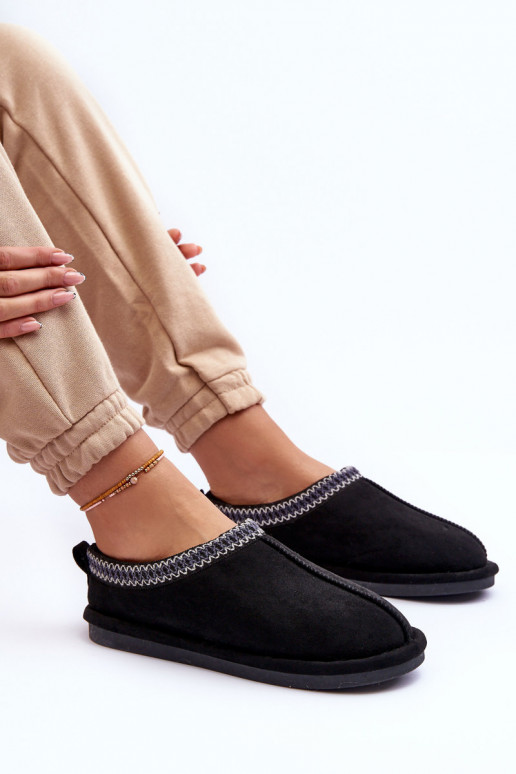  ze semiše Pantofle s kožešinou Černé Polinna