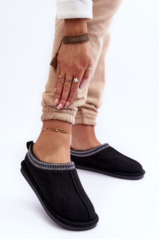  ze semiše Pantofle s kožešinou Černé Polinna