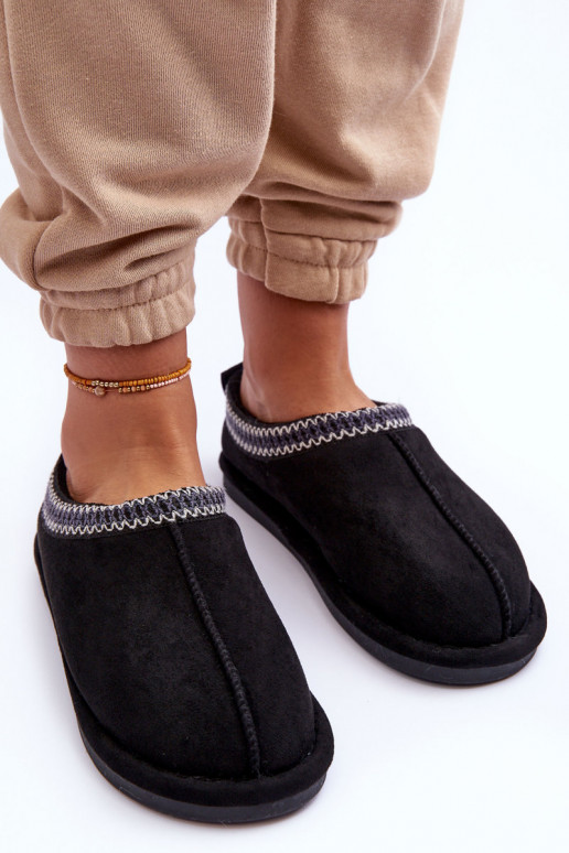  ze semiše Pantofle s kožešinou Černé Polinna