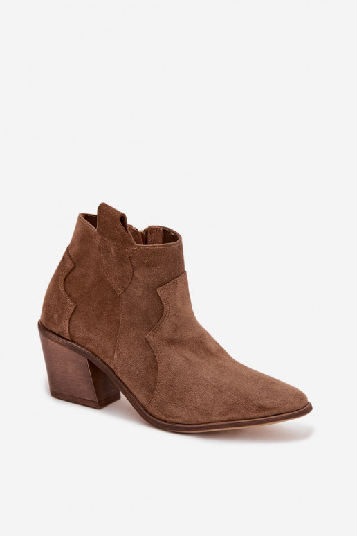 Boty v kovbojském stylu Z Naturalnego Zamszu Zazoo 3153 khaki