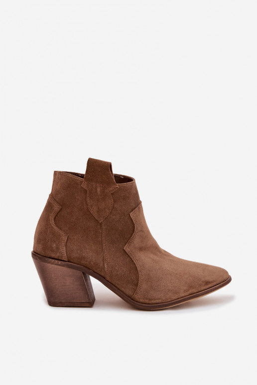 Boty v kovbojském stylu Z Naturalnego Zamszu Zazoo 3153 khaki