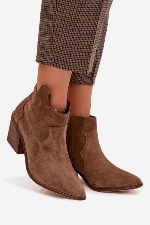 Boty v kovbojském stylu Z Naturalnego Zamszu Zazoo 3153 khaki