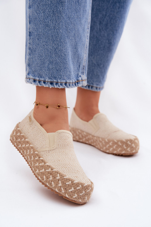 Espadrilky s platformou  Lee Cooper LCW-26-31-4332 béžové