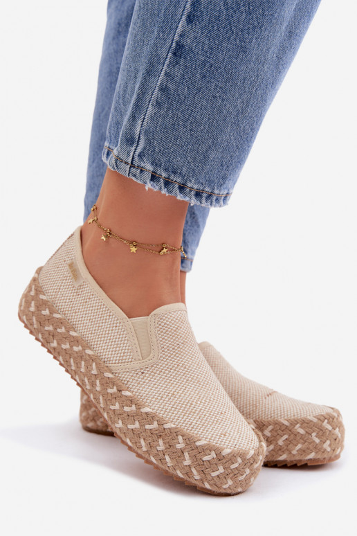 Espadrilky s platformou  Lee Cooper LCW-26-31-4332 béžové