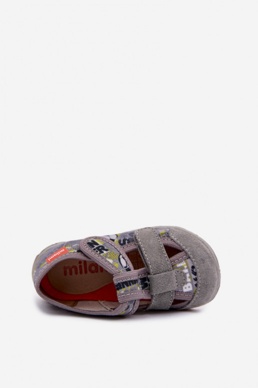 Pantofle Milami Dětské se samolepicími uzávěry šedá Reathiana