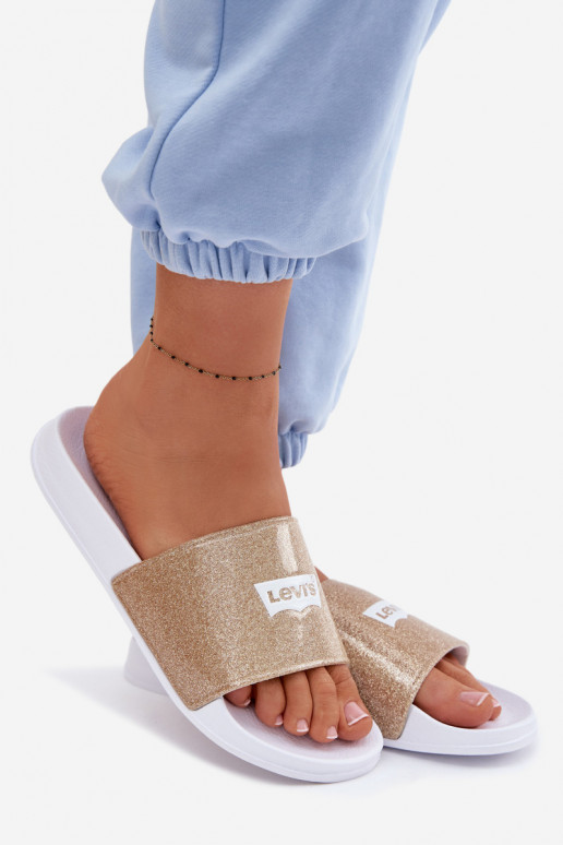 Pantofle  LEVI'S VPOL0251S-3923 zlaté barvy se třpytkami