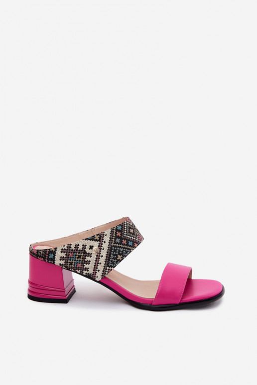   Dámské pantofle s podpatky  K7522-15 růžová