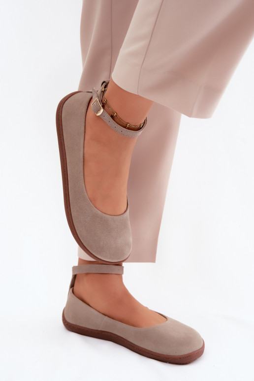 baleríny Barefoot Z Naturalnego Zamszu Zazoo 020 cappuccino