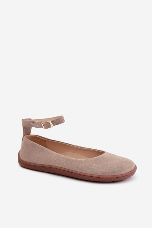 baleríny Barefoot Z Naturalnego Zamszu Zazoo 020 cappuccino