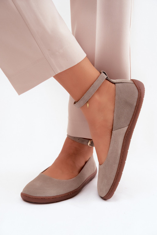 baleríny Barefoot Z Naturalnego Zamszu Zazoo 020 cappuccino