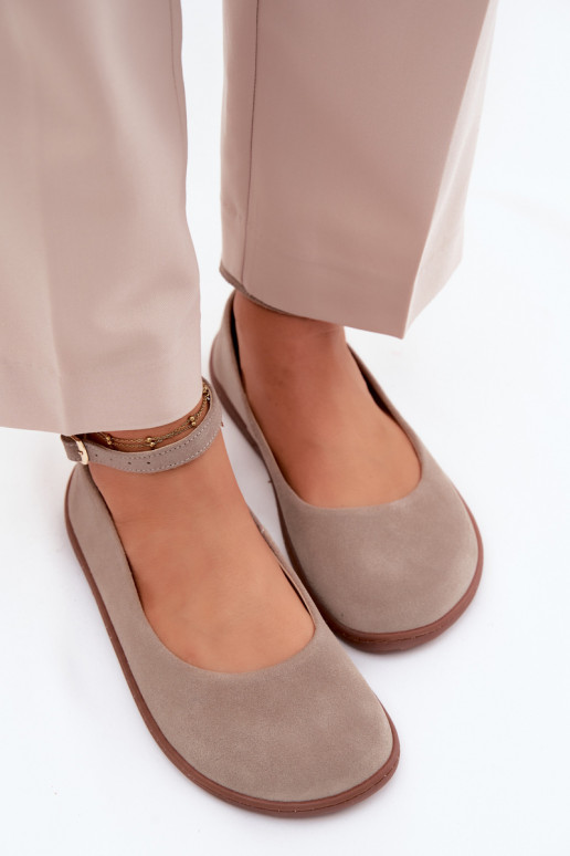 baleríny Barefoot Z Naturalnego Zamszu Zazoo 020 cappuccino