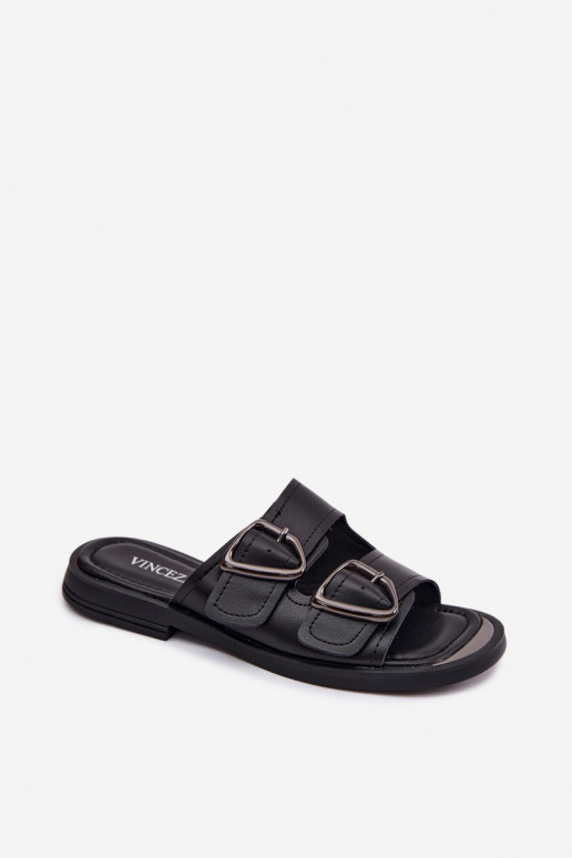 Pantofle  s přezkami Vinceza 62304 Černé